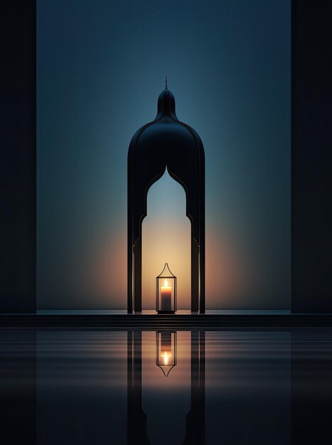 3d rendering minimalist islamic lantern