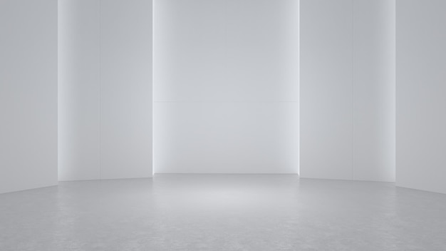 3D rendering minimalist and modern design studio room space background high key lighting