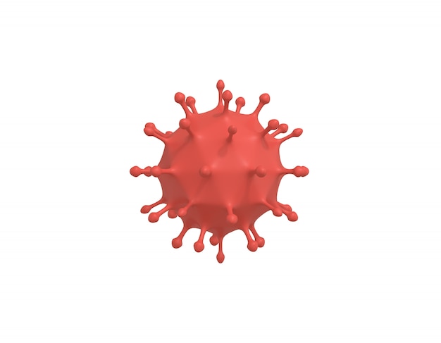 3D rendering minimalistic red cartoon virus under the microscope, 2019-nCoV coronavirus infection bacterium