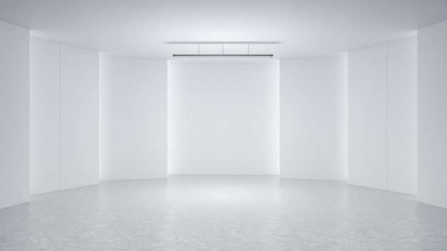 3D-rendering minimalistisch en modern design studio kamer ruimte achtergrond high key verlichting