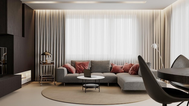 3d rendering modern apartment interior scene design