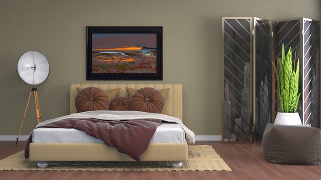 3d rendering of a modern bedroom