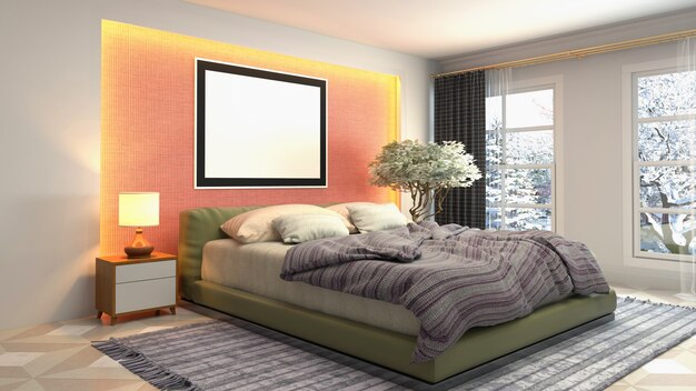 3d rendering of a modern bedroom