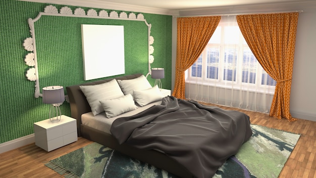 3d rendering of a modern bedroom