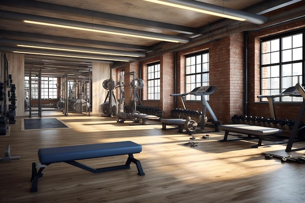 3d rendering modern classic loft gym and fitness