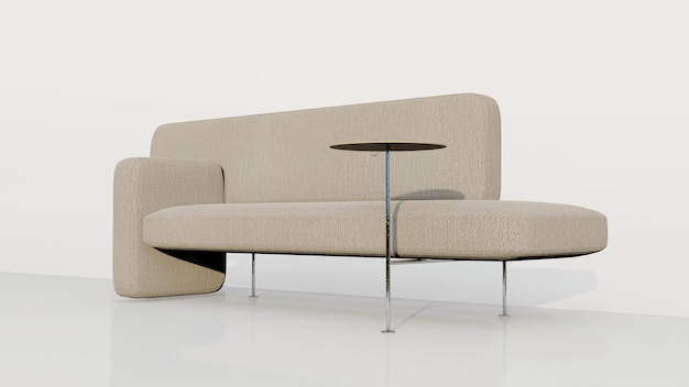 3d rendering modern cream fabric modular sofa with single coffee table