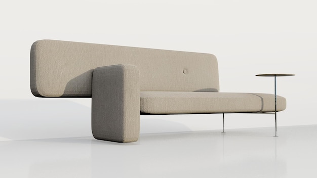 3d rendering modern cream fabric modular sofa with single coffee table