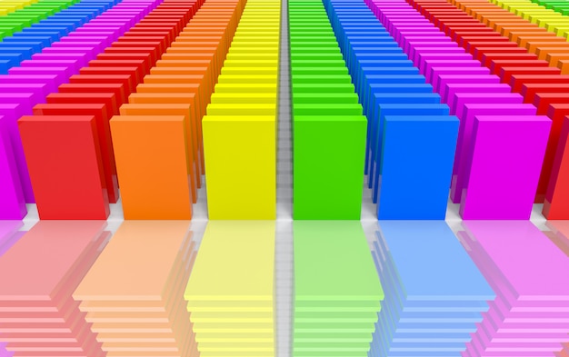 3d rendering. Modern flip Lgbt rainbow color panel block design wall art background.