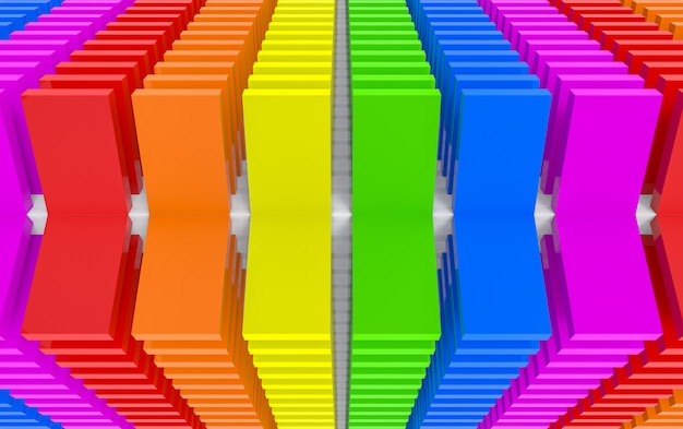 3DレンダリングモダンなフリップLgbt虹色パネルブロックデザインの壁アートの背景。