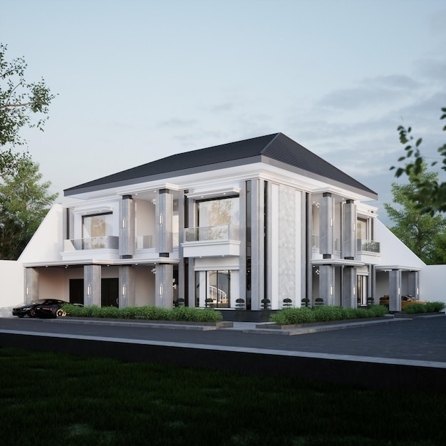 Rendering 3d design moderno della casa