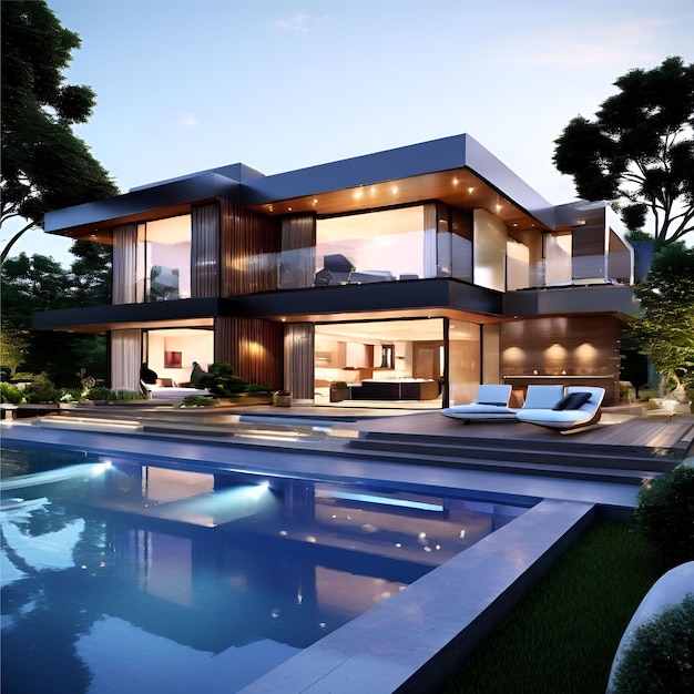 3d rendering of a modern house