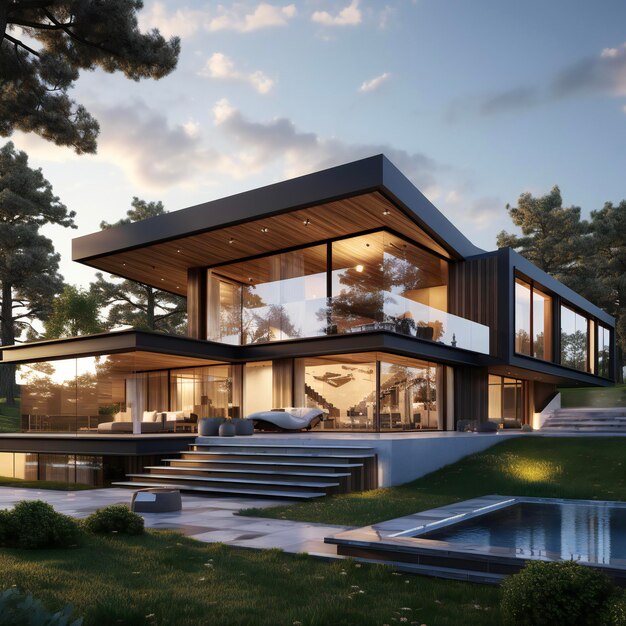 3d rendering of a modern house