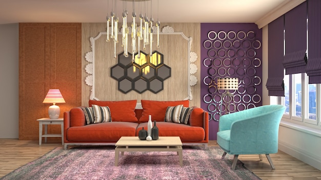 3D rendering of a modern living room