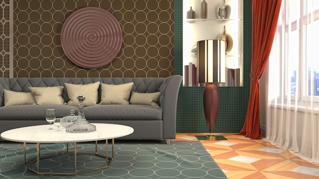 3D rendering of a modern living room