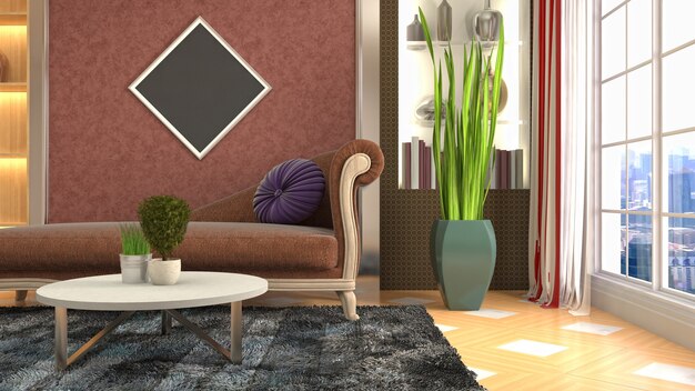 3D rendering of a modern living room