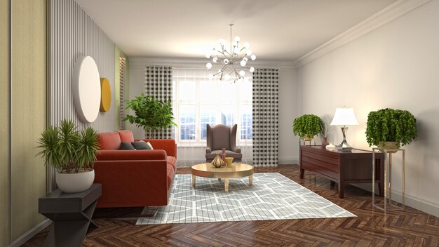 3D rendering of a modern living room