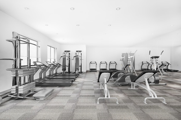 Photo 3d rendering modern loft gym and fitness