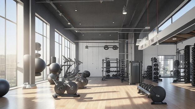 3d rendering modern loft gym and fitness