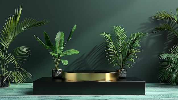3d rendering of modern minimal black display stand