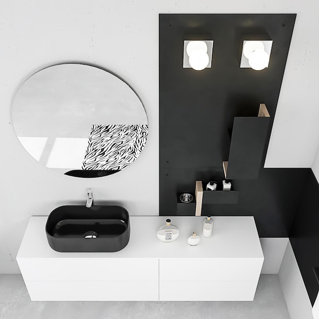 3d rendering modern minimalist bathroom furniture interior design