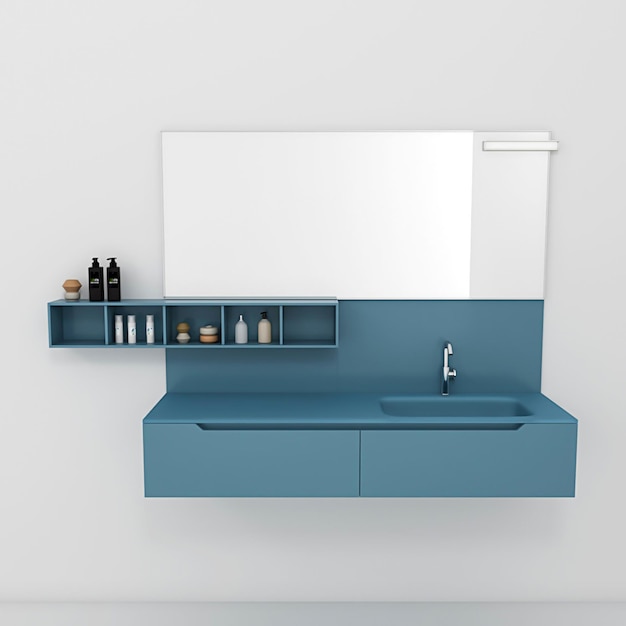 Rendering 3d moderno e minimalista per mobili da bagno interior design