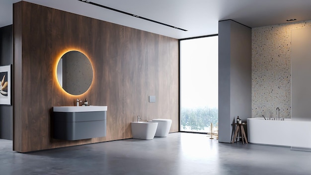 3d rendering modern minimalist bathroom interior