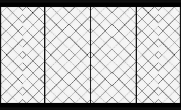 3d 렌더링. 현대 동양 사각형 모양 패턴 종이 아트 벽 문.