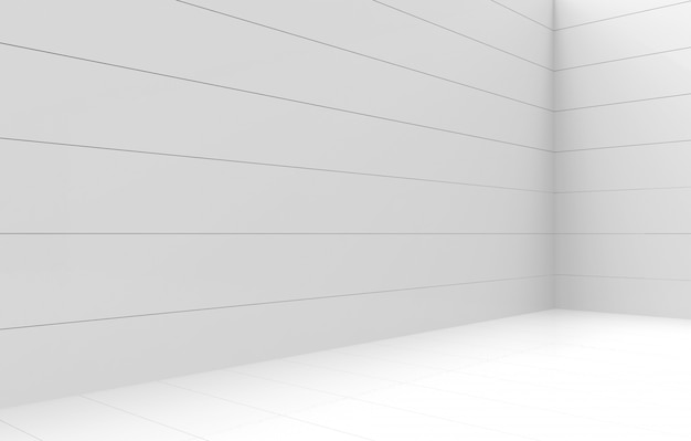 Photo 3d rendering. modern simple minimal white panel corner room wall design background.