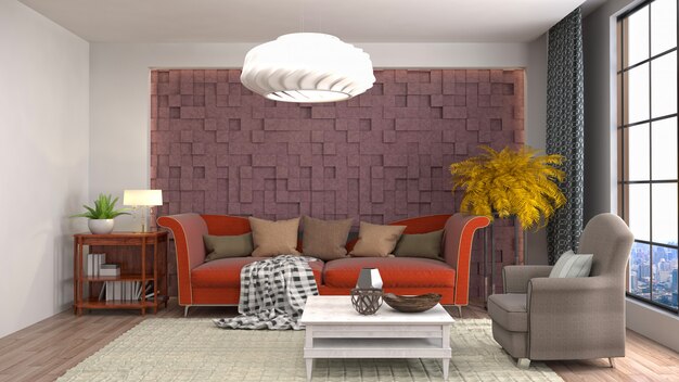 3d rendering of a modern and stylish living room