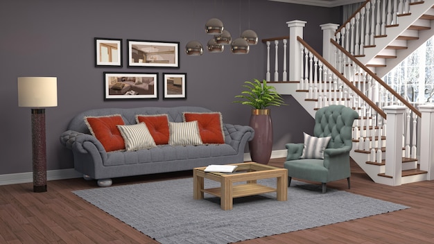 3d rendering of a modern and stylish living room