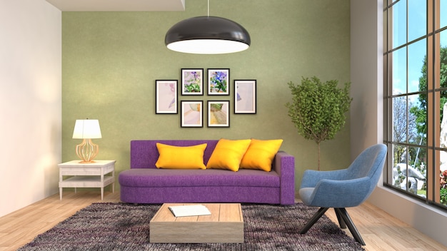 3d rendering of a modern and stylish living room