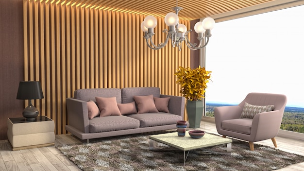 3d rendering of a modern and stylish living room