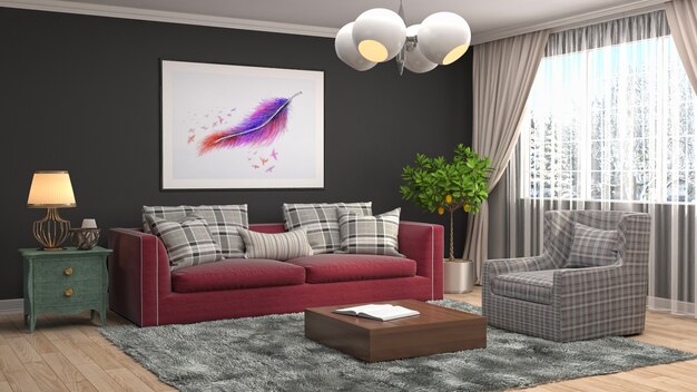 3d rendering of a modern and stylish living room