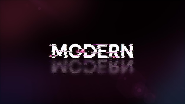 3D rendering Modern text with screen effects of technological glitches