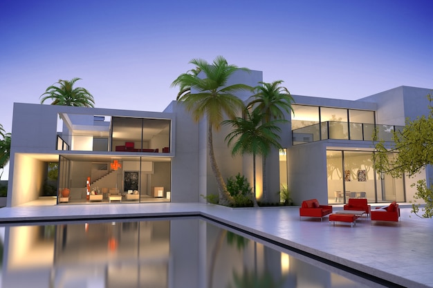 3D rendering of a modern villa