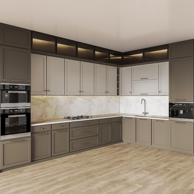 3D rendering moderne keuken interieur inspiratie