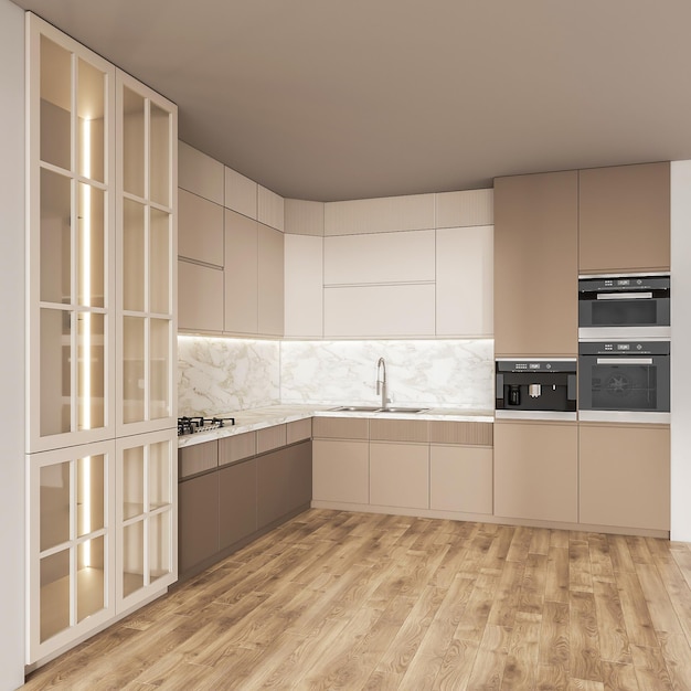 3D rendering moderne keuken interieur inspiratie