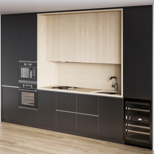 3D rendering moderne keuken set meubels interieur design