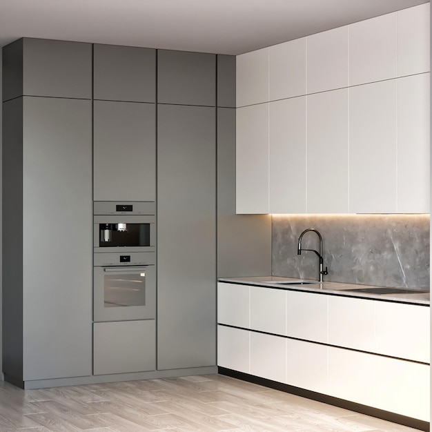 3D-rendering moderne luxe keuken interieurontwerp inspiratie