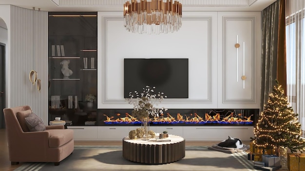 3D-rendering moderne woonkamer interieur scène