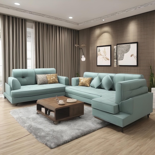 3D-rendering moderne woonkamer met bank en tv3D-rendering moderne woonkamer met bank en tvmo