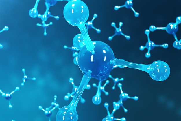 3d rendering molecules. atoms bacgkround. medical background for banner or flyer. molecular structure at the atomic level.
