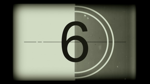 3D rendering of a monochrome universal countdown film leader Countdown clock from 10 to 0