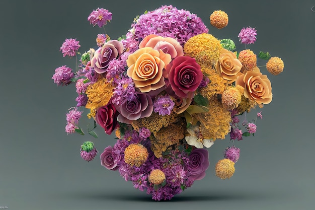 3D-rendering mooi boeket bloemen