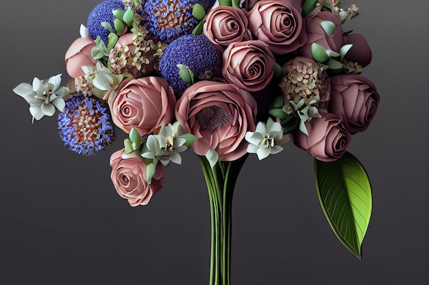 3D-rendering mooi boeket bloemen