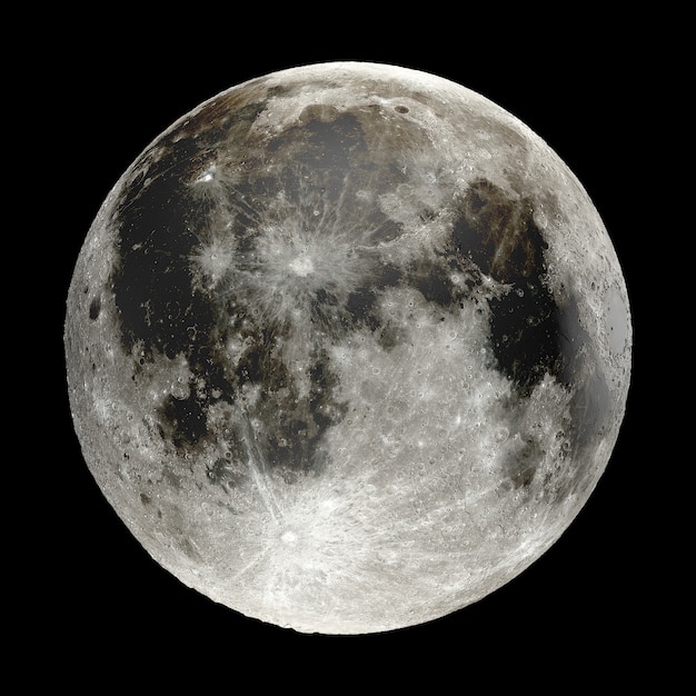 Photo 3d rendering of moon isolated on black background. elements of this image are furnished by nasa