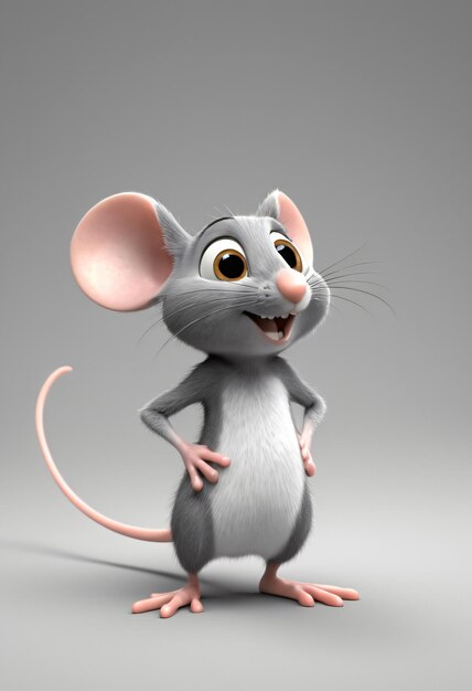Photo 3d rendering of a mouse with arm on hips