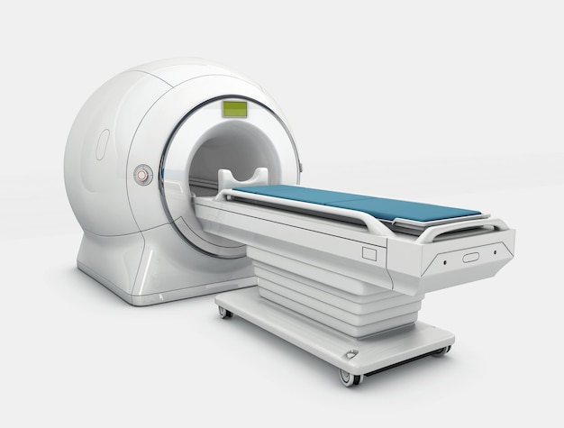 MRI 자기 공명 단층 촬영 이미징 스캔 장치의 3d 렌더링 클리핑 경로 포함