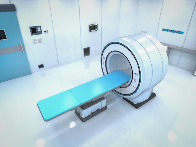 3d rendering mri scan machine or magnetic resonance imaging scan device