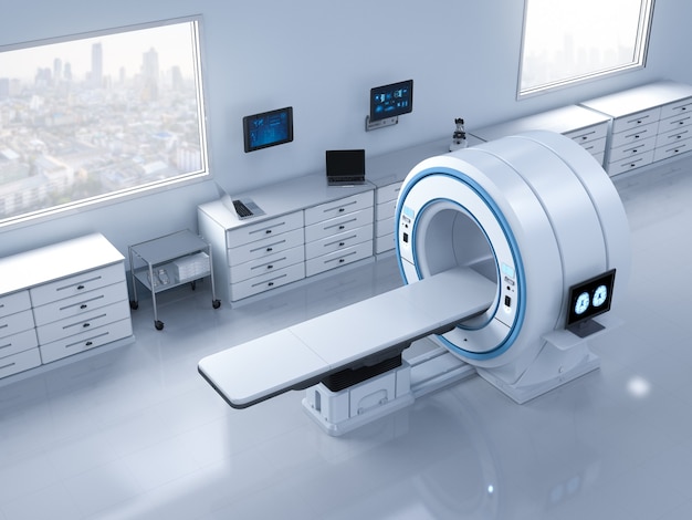 3d rendering mri scan machine or magnetic resonance imaging scan device